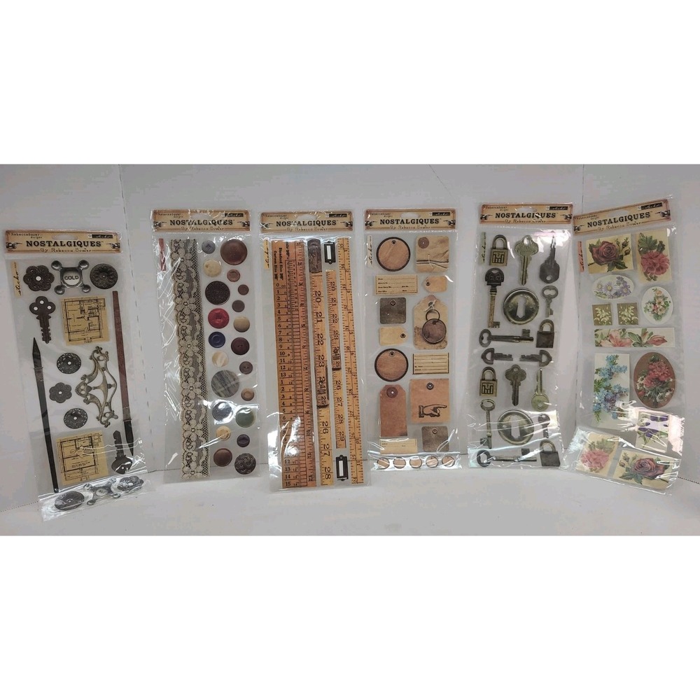 Lot of 6 Sticko Nostalgiques Tags Label Stickers Vintage Themed scrapbook Supply